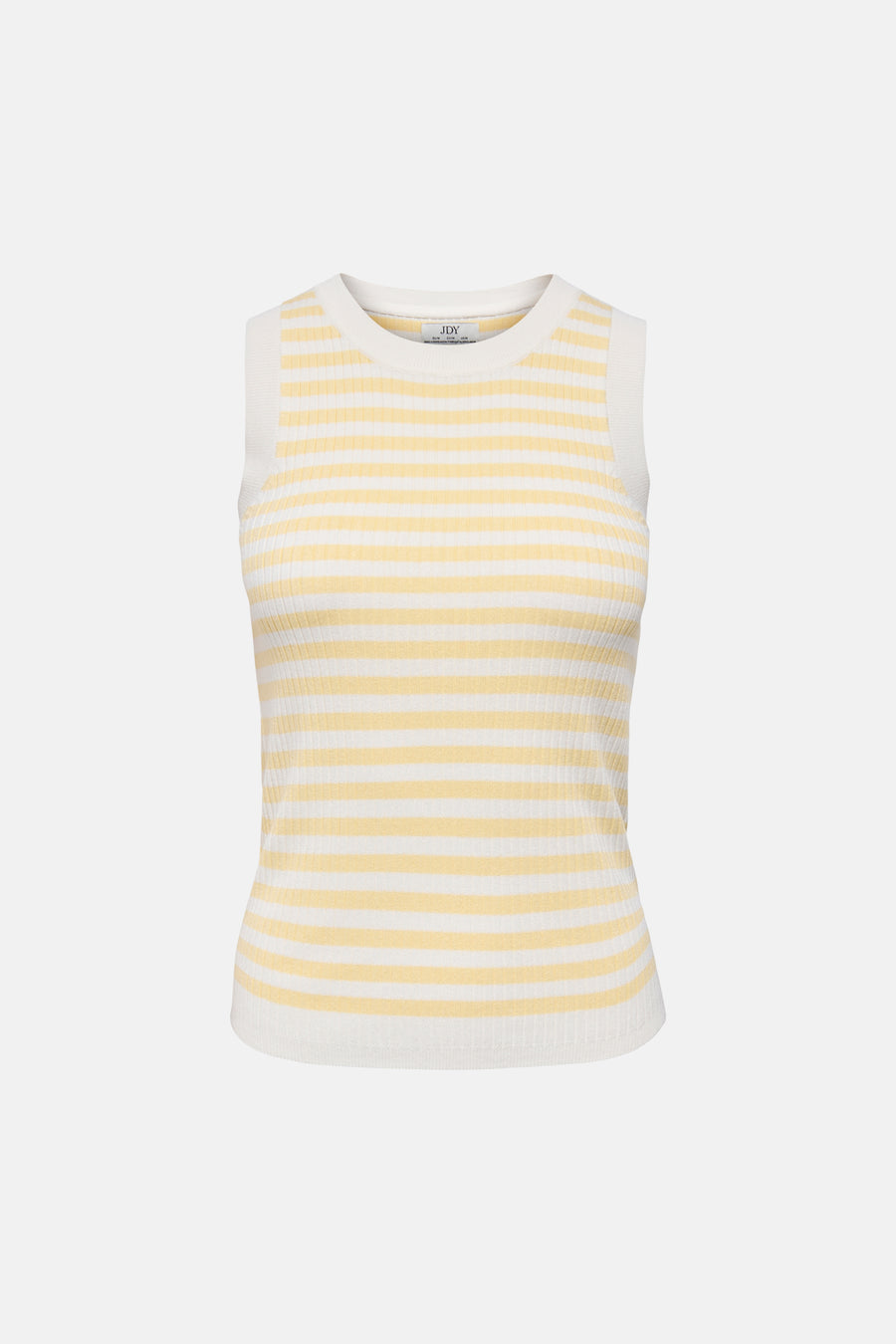 Top rayé jaune et blanc de JDY en maille côtelée sans manches.