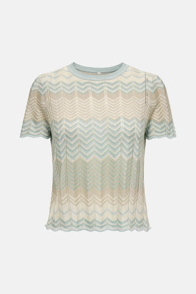 Multikleuren T-shirt met korte mouwen van ONLY, met chevronpatroon en fijne gebreide textuur.