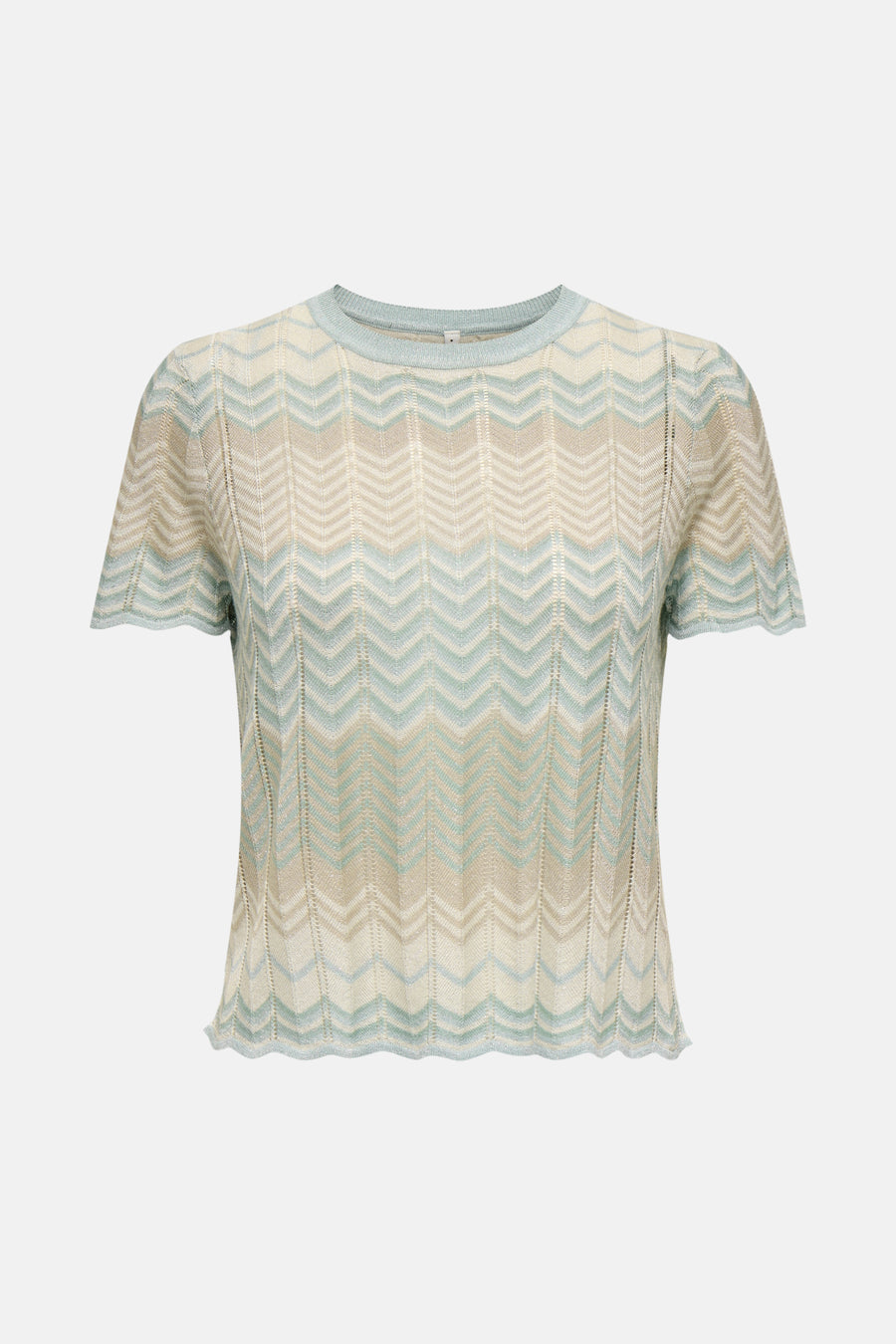 Multikleuren T-shirt met korte mouwen van ONLY, met chevronpatroon en fijne gebreide textuur.