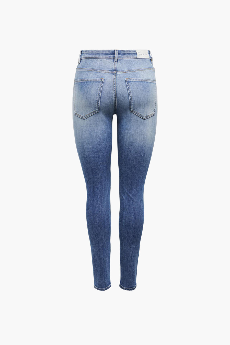 Skinny jeans van donkerblauw denim van ONLY, met een wassing aan de achterkant, met opgestikte zakken.