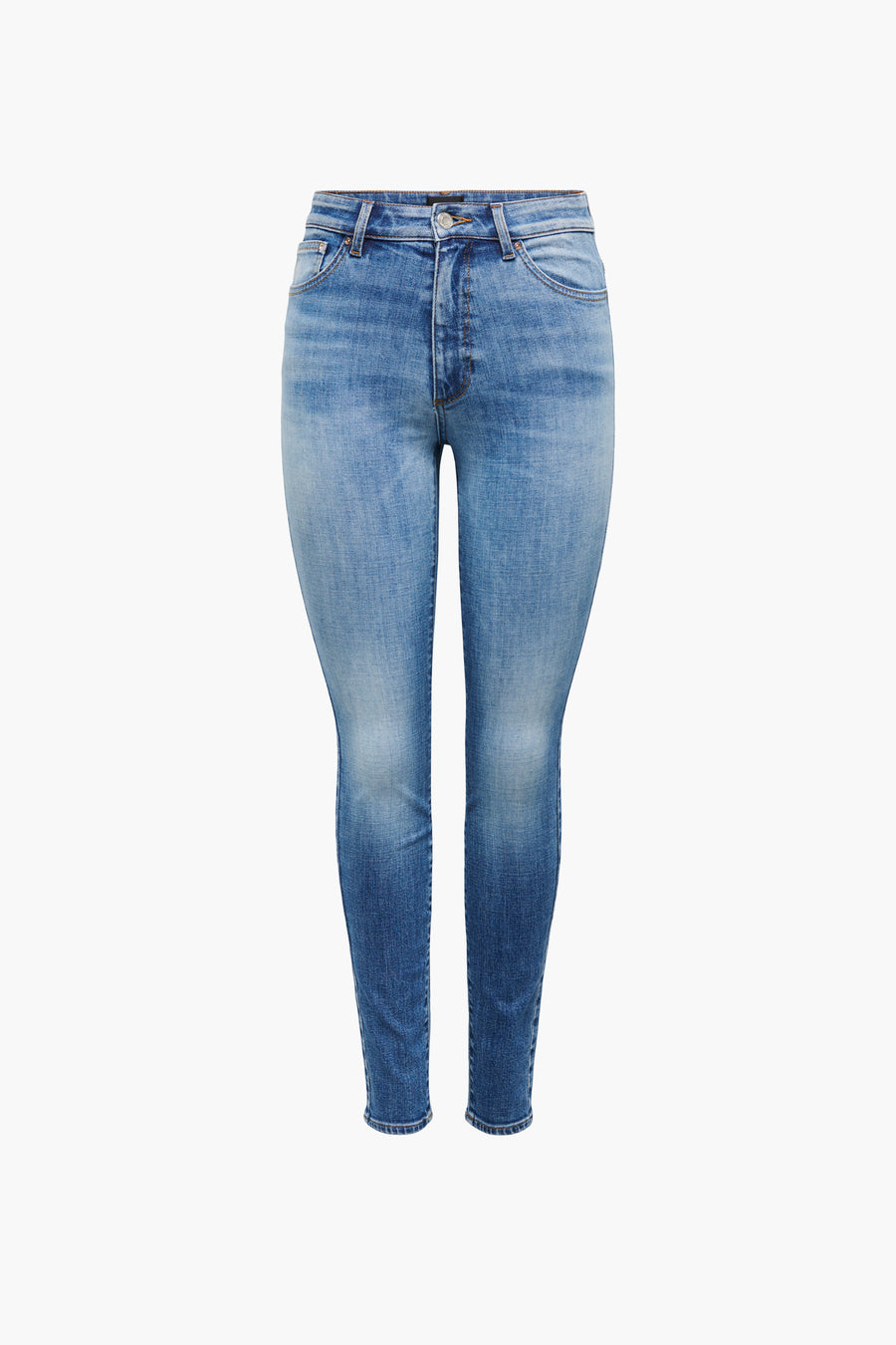 Donkerblauwe skinny jeans van ONLY, in licht uitgewassen denim met een nauwsluitende pasvorm.
