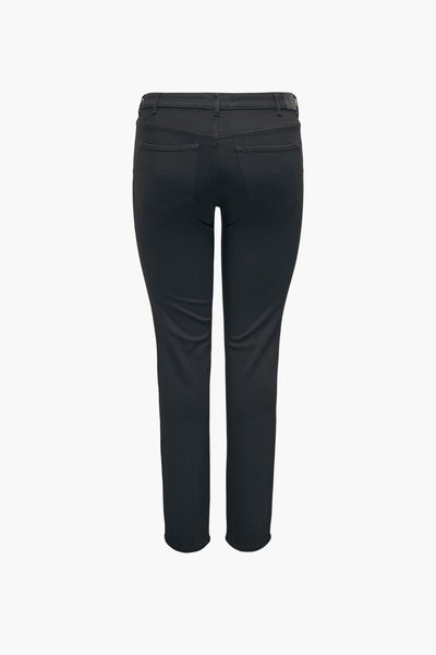 Jean noir de CARMAKOMA, vue arrière, avec poches passepoilées et passants de ceinture.