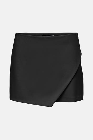 Zwarte korte rok van ONLY®, asymmetrische wikkelmodel.