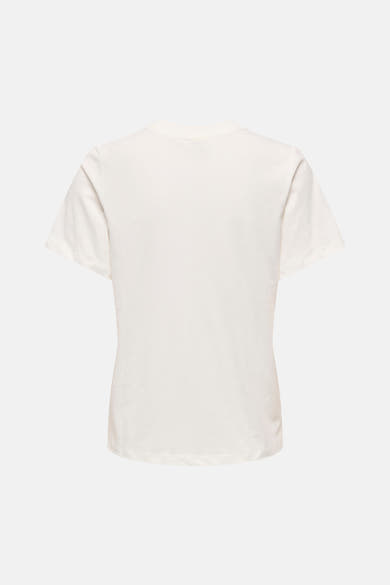 JDY wit T-shirt, achterkant, klassieke pasvorm met korte mouwen op lichte achtergrond.