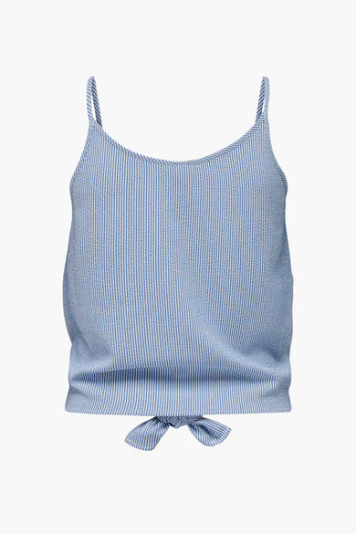 Chemisier sans manches bleu de ONLY®, à fines rayures verticales et détail noué sur le bas.
