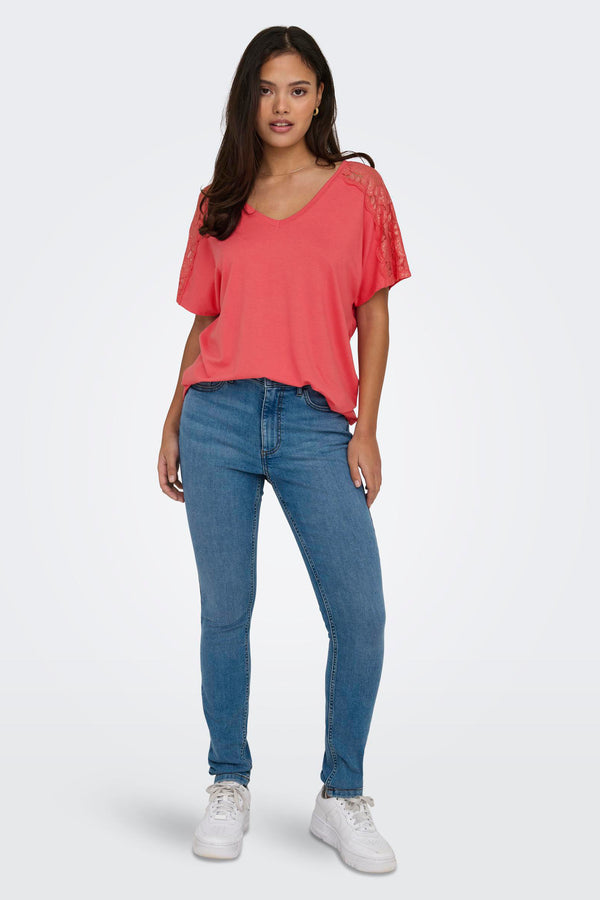 Top uni manches courtes Rose - ONLY®