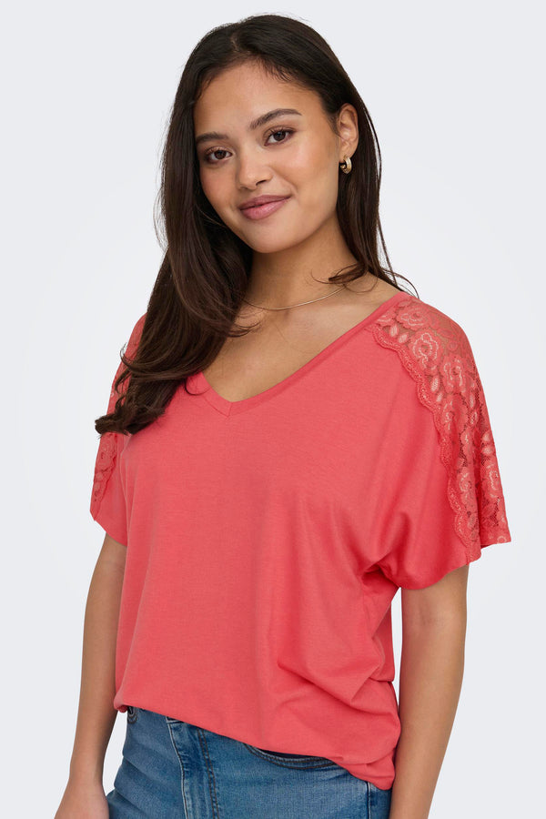 Top uni manches courtes Rose - ONLY®