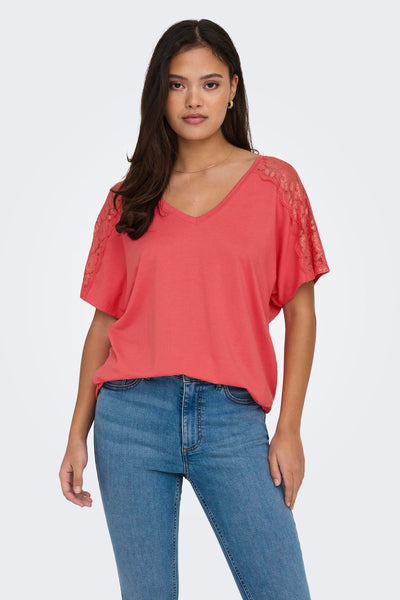 Top uni manches courtes Rose - ONLY®