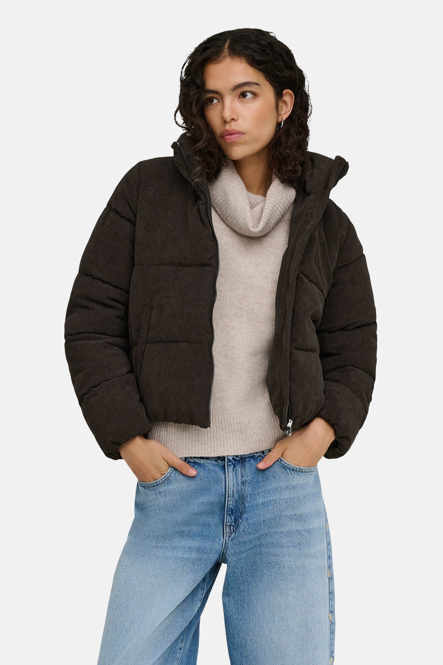 Dames tops jas gewatteerd brun - ONLY®