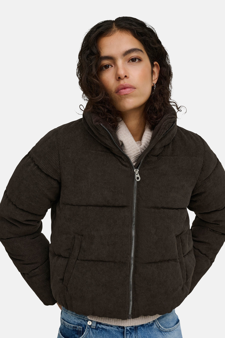 Dames tops jas gewatteerd brun - ONLY®