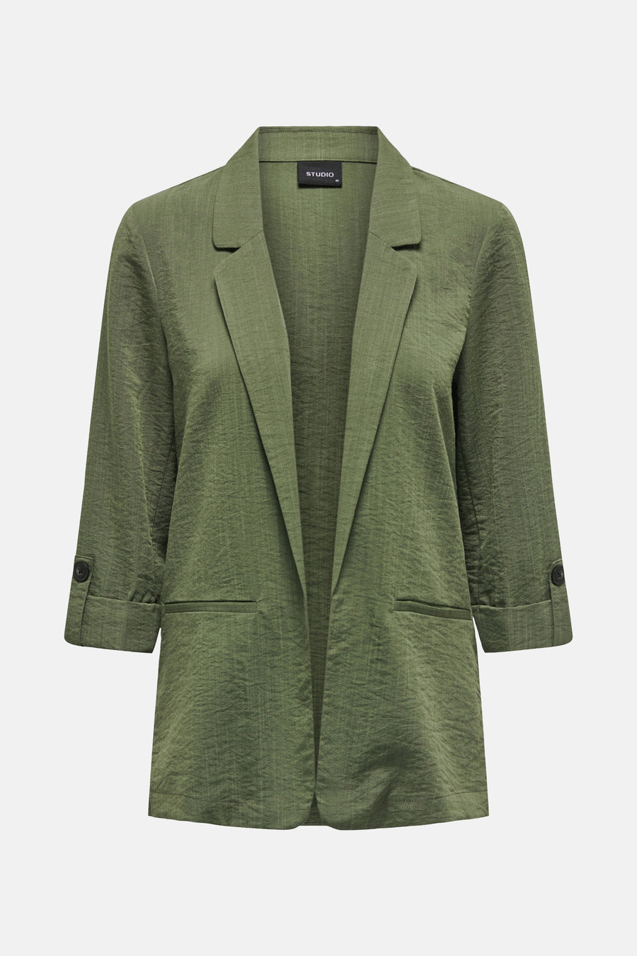 ONLY® groen getextureerd colbert met driekwartmouwen met knopen en paspelzakken.