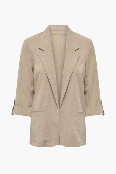 Blazer beige pour femmes par ONLY, avec manches trois-quarts et poches avant.