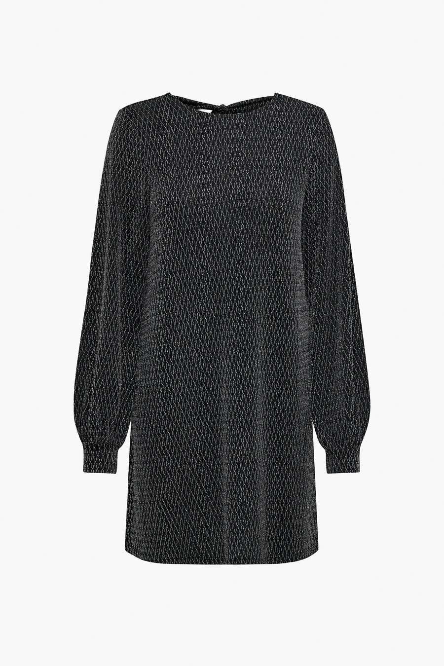 Robe noire à manches longues de ONLY, avec motif géométrique subtil et poignets élastiqués.