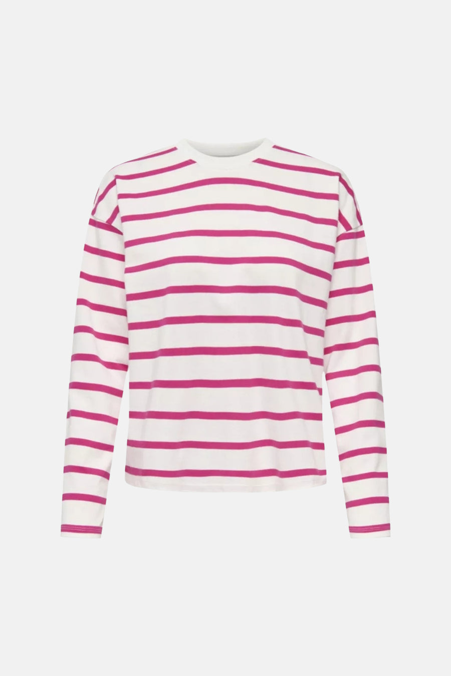 T-shirt à manches longues multicolore de ONLY®, rayures roses sur fond blanc.