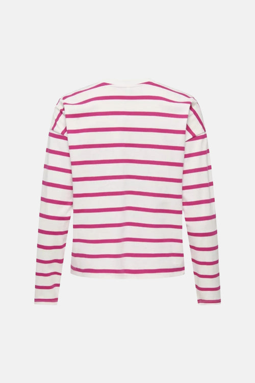 T-shirt à manches longues multicolore de ONLY, à rayures fuchsia sur fond blanc, manches longues.