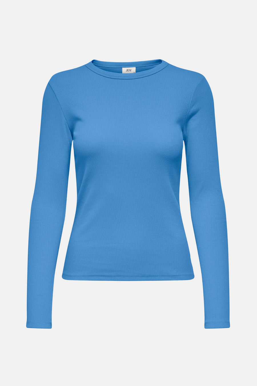 JDY blauw T-shirt met lange mouwen van geribde textuurstof.