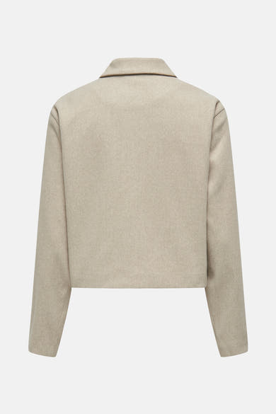 Veste courte beige de JDY, vue arrière, avec col et manches longues, en tissu texturé.