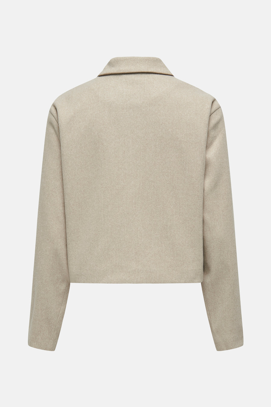 Veste courte beige de JDY, vue arrière, avec col et manches longues, en tissu texturé.