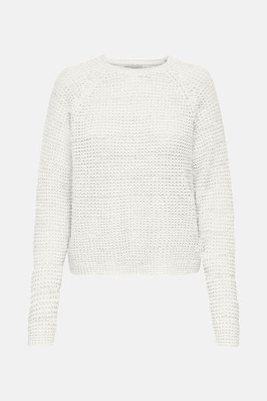 Pull à col rond blanc de JDY avec une texture en maille gaufrée.