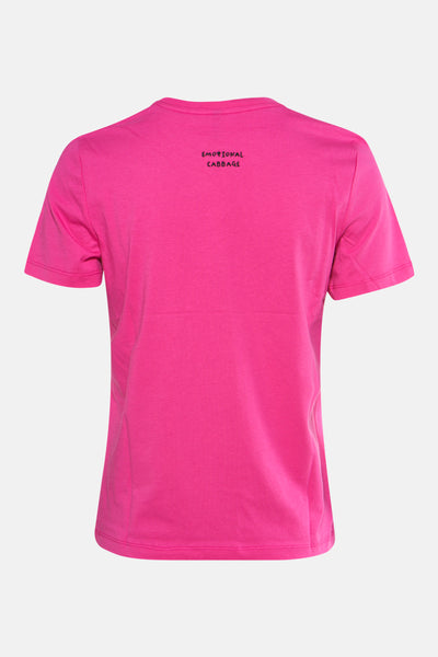 T-shirt rose à manches courtes de ONLY, avec un texte imprimé en haut au dos.