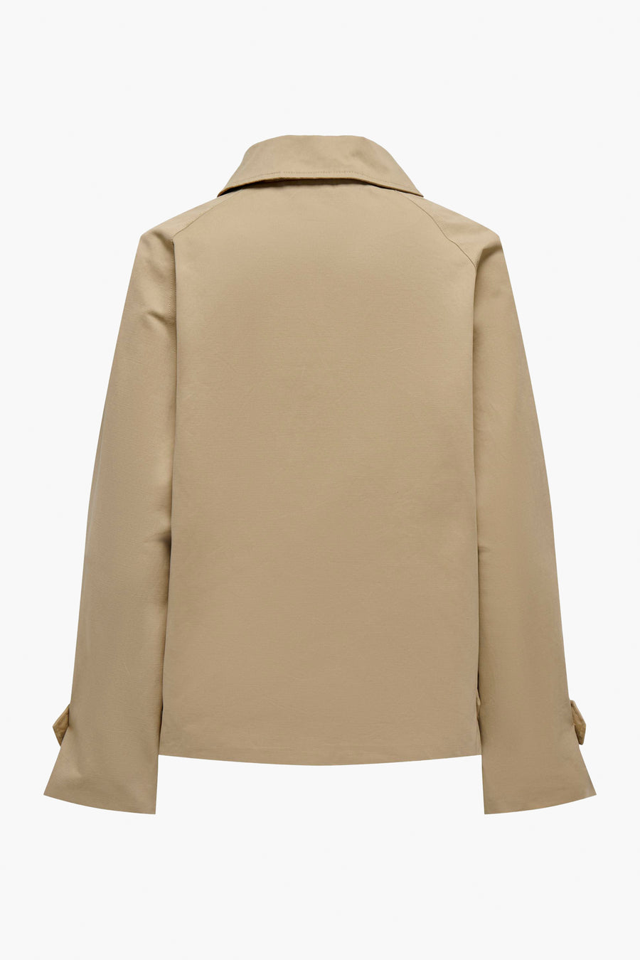 Veste courte beige de JDY, vue de dos, avec un col classique et des manches longues.