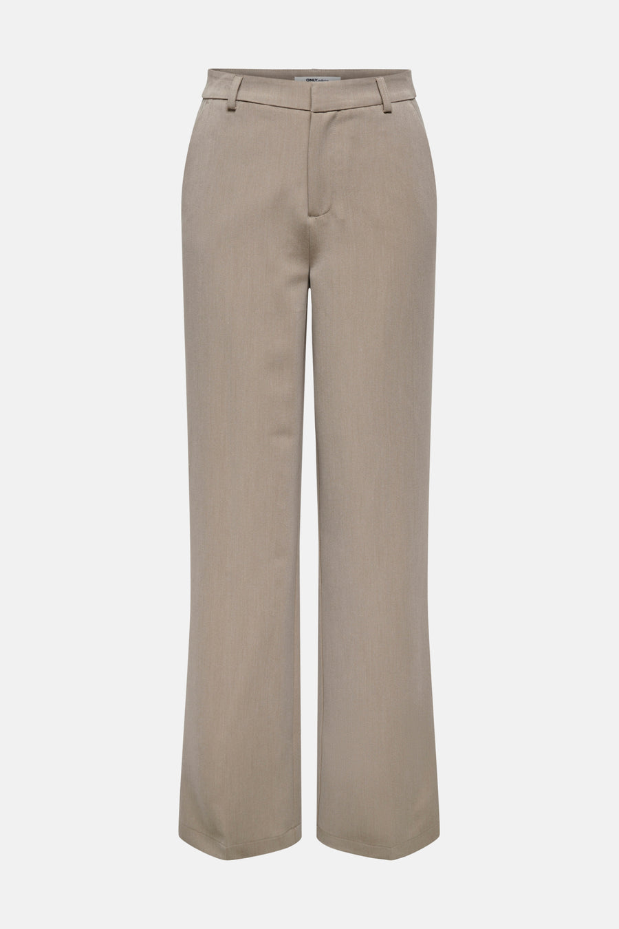 Beige kostuumbroek van ONLY, rechte pasvorm en wijde pijpen.