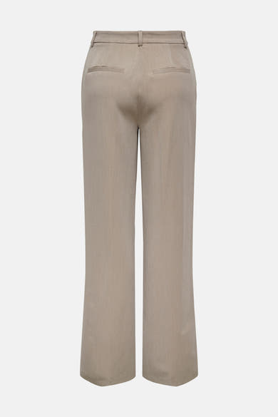 Beige kostuumbroek van ONLY, met paspelzakken aan de achterkant en een rechte pasvorm.