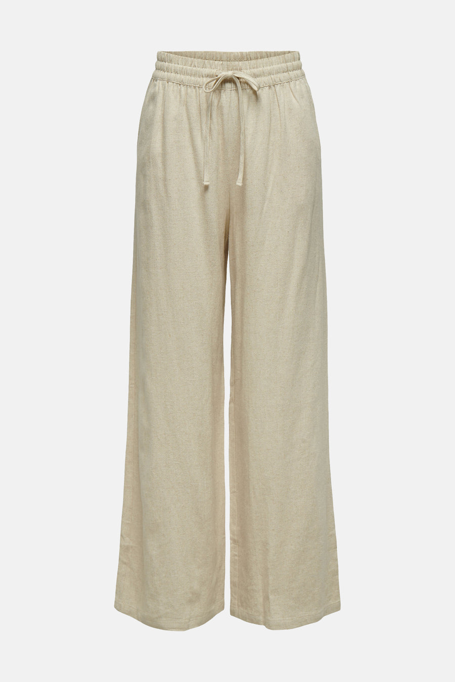 Beige linnen broek van JDY met elastische tailleband en trekkoord.
