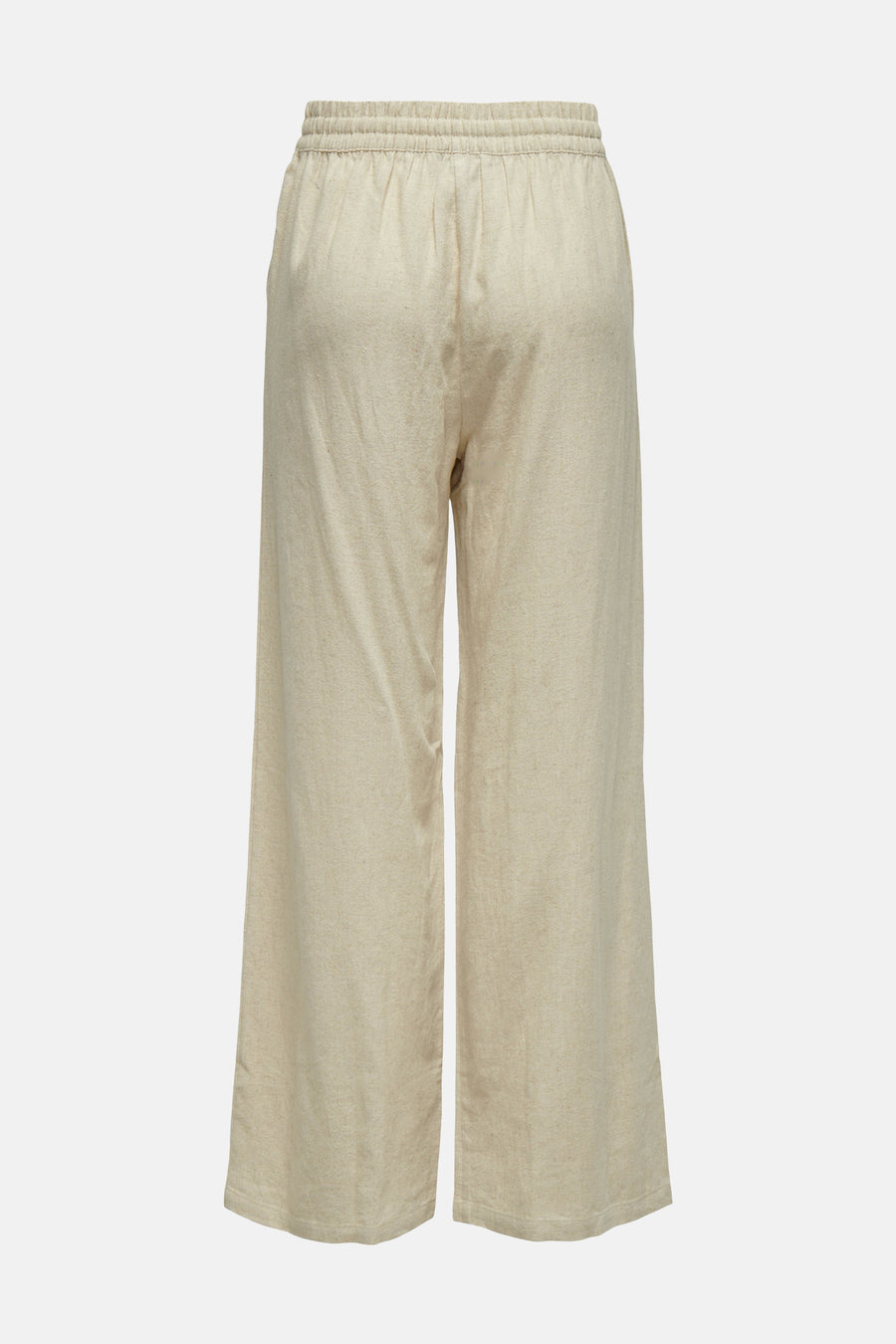 Beige broek van JDY, losse pasvorm en elastische tailleband, in linnenmix.