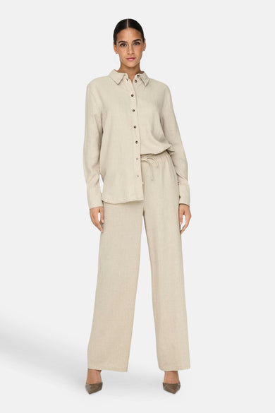Chemise à manches longues - beige