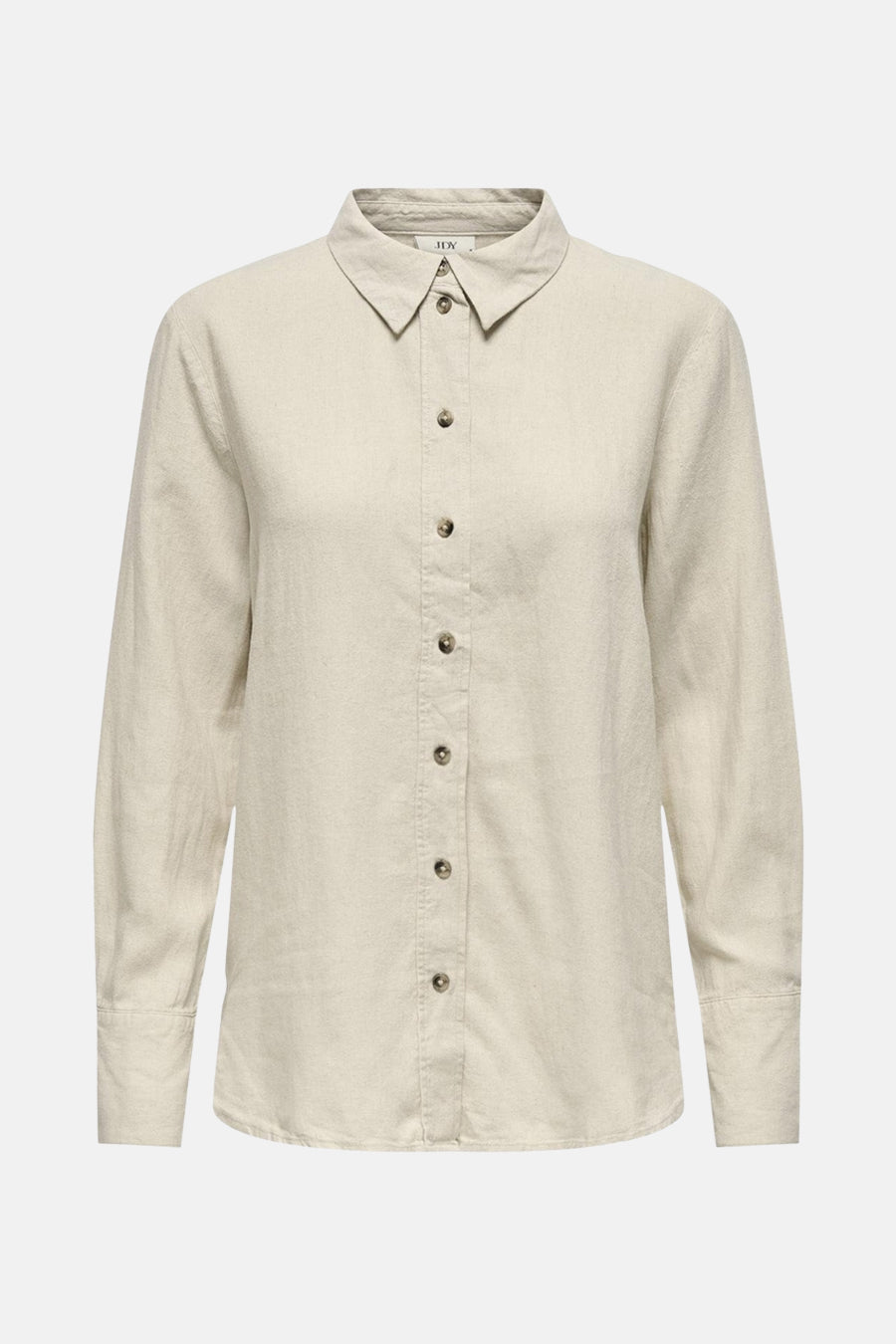 Beige overhemd met lange mouwen van JDY, met ton-sur-ton knopen en natuurlijke textuur.