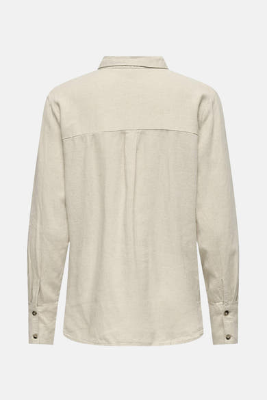 Beige lange mouwen blouse van JDY, achterkant, met een rugplooi en knoopmanchetten.