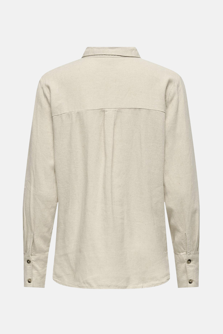 Beige lange mouwen blouse van JDY, achterkant, met een rugplooi en knoopmanchetten.