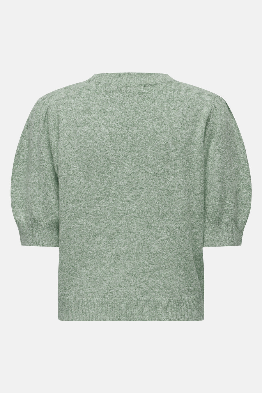 Groene trui met ronde hals van ONLY, korte pofmouwen en een gemêleerde textuur.