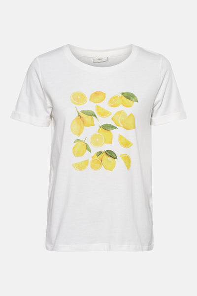 T-shirt blanc à manches courtes de JDY, avec un motif de citrons imprimé.