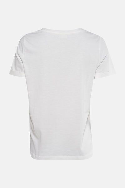 Wit T-shirt met korte mouwen van JDY, met opgerolde mouwen.