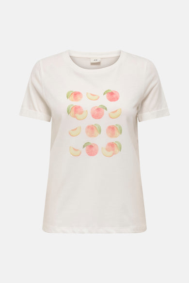 Wit T-shirt met korte mouwen van JDY, effen, met omgeslagen mouwen.
