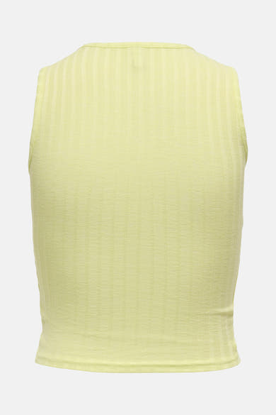 Top sans manches jaune de ONLY, à fines côtes verticales sur toute la surface.
