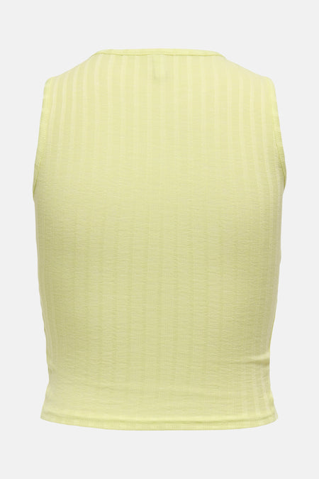 Top sans manches jaune de ONLY, à fines côtes verticales sur toute la surface.