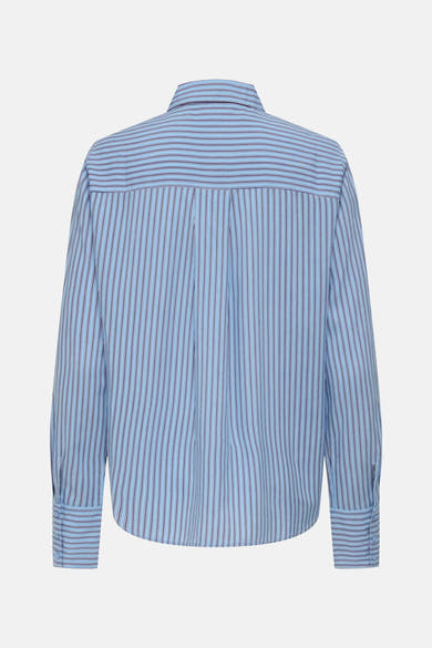 Chemise à manches longues bleue rayée de ONLY, vue de dos, avec col et poignets boutonnés.
