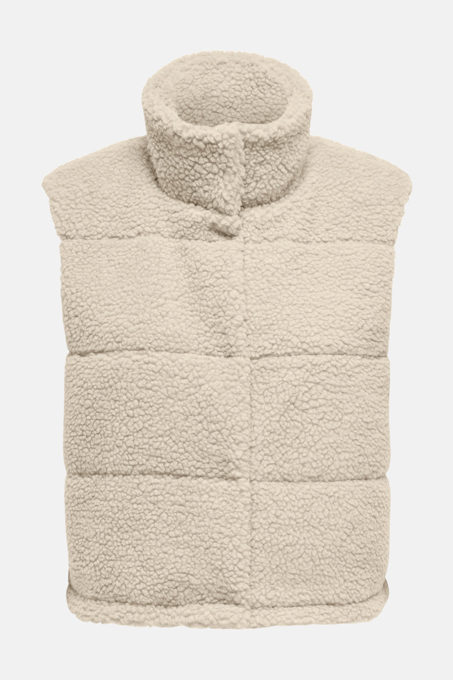 Veste sans manches en fausse fourrure écru de ONLY, matelassée et avec col montant.