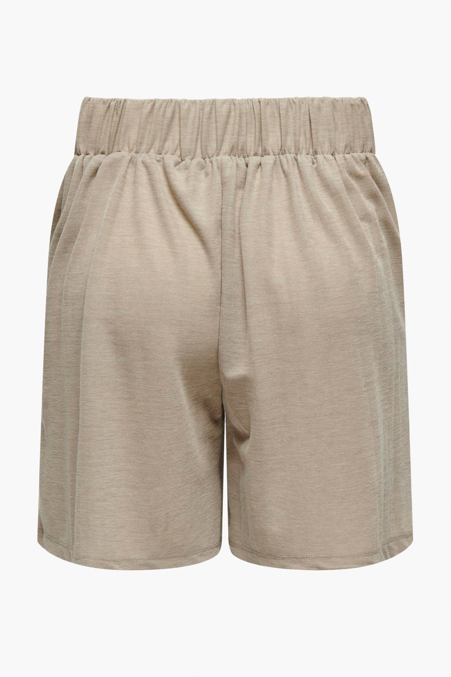 Korte beige short van JDY, met elastische tailleband, van achteren gezien.