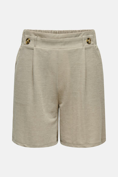 Korte beige short van JDY met een elastische tailleband en decoratieve knoopdetails.