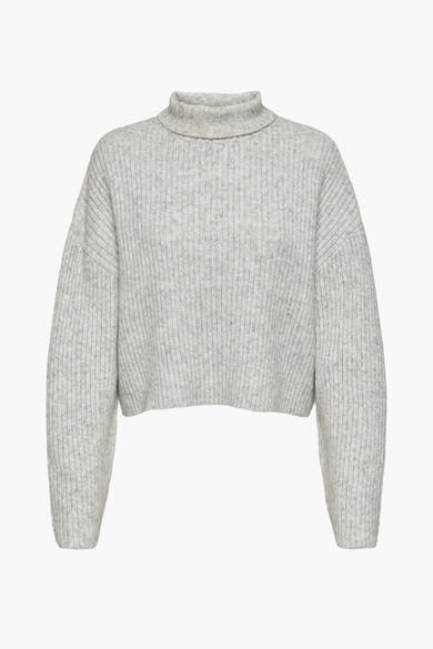 Grijze coltrui van ONLY, in een getextureerde ribgebreide stof met een cropped pasvorm.