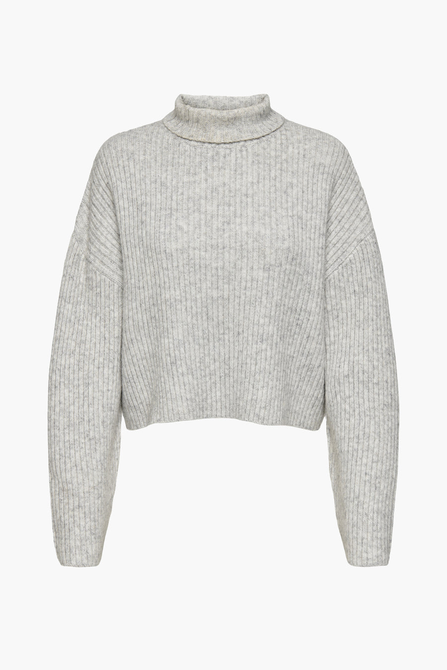 Grijze coltrui van ONLY, in een getextureerde ribgebreide stof met een cropped pasvorm.