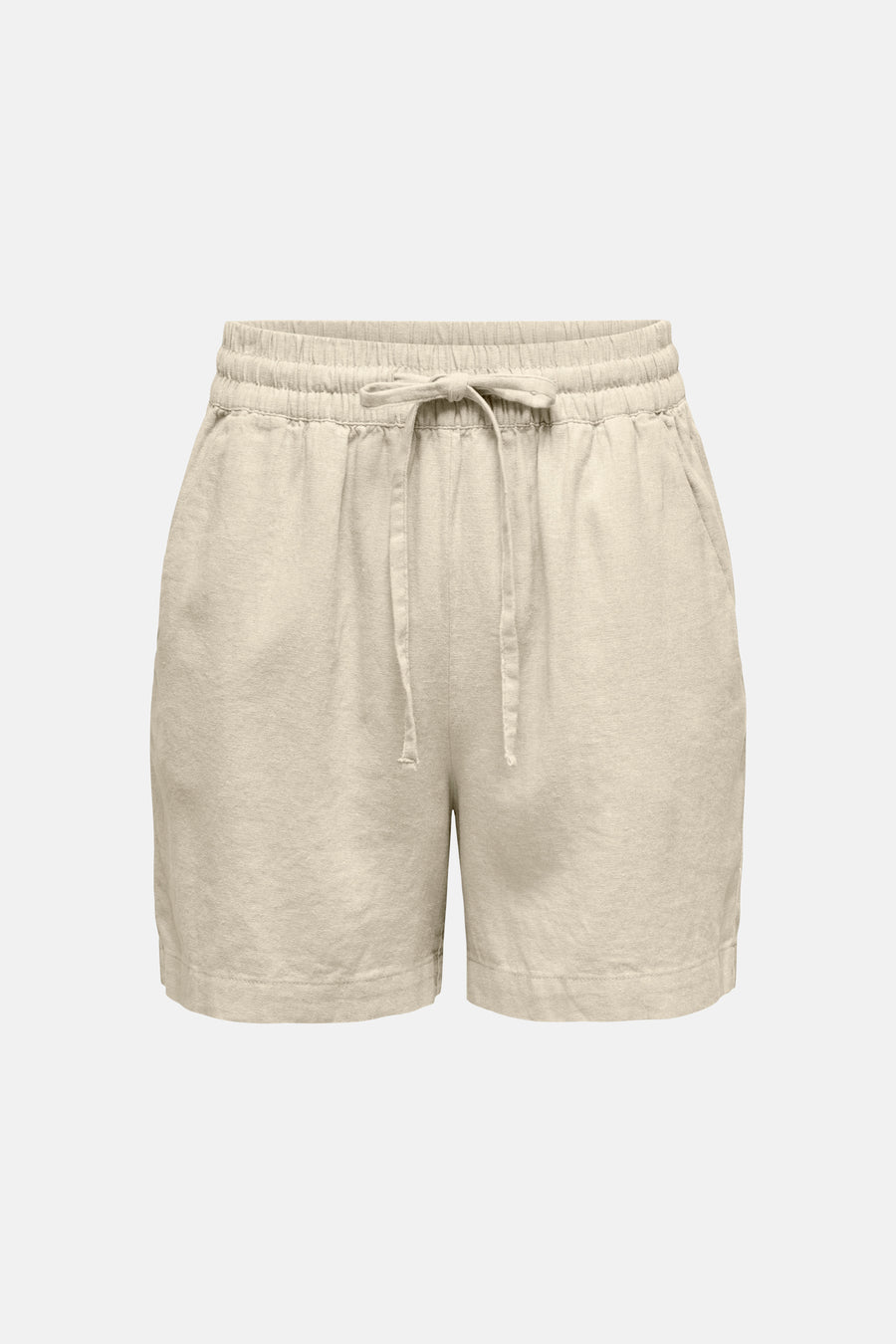Korte beige short van JDY, met een lichte textuur en een elastische tailleband met trekkoord.