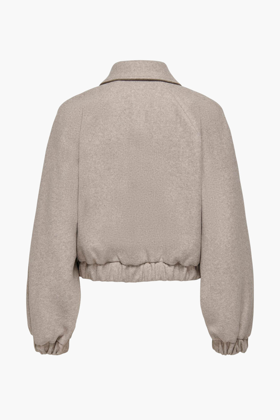Veste courte beige de ONLY, avec des manches ballon, un col classique et une taille élastique.