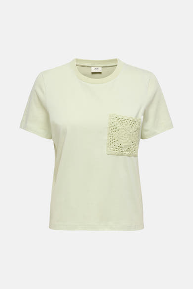 T-shirt vert uni à manches courtes de JDY, avec poche en crochet décorative.
