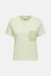 T-shirt vert uni à manches courtes de JDY, avec poche en crochet décorative.
