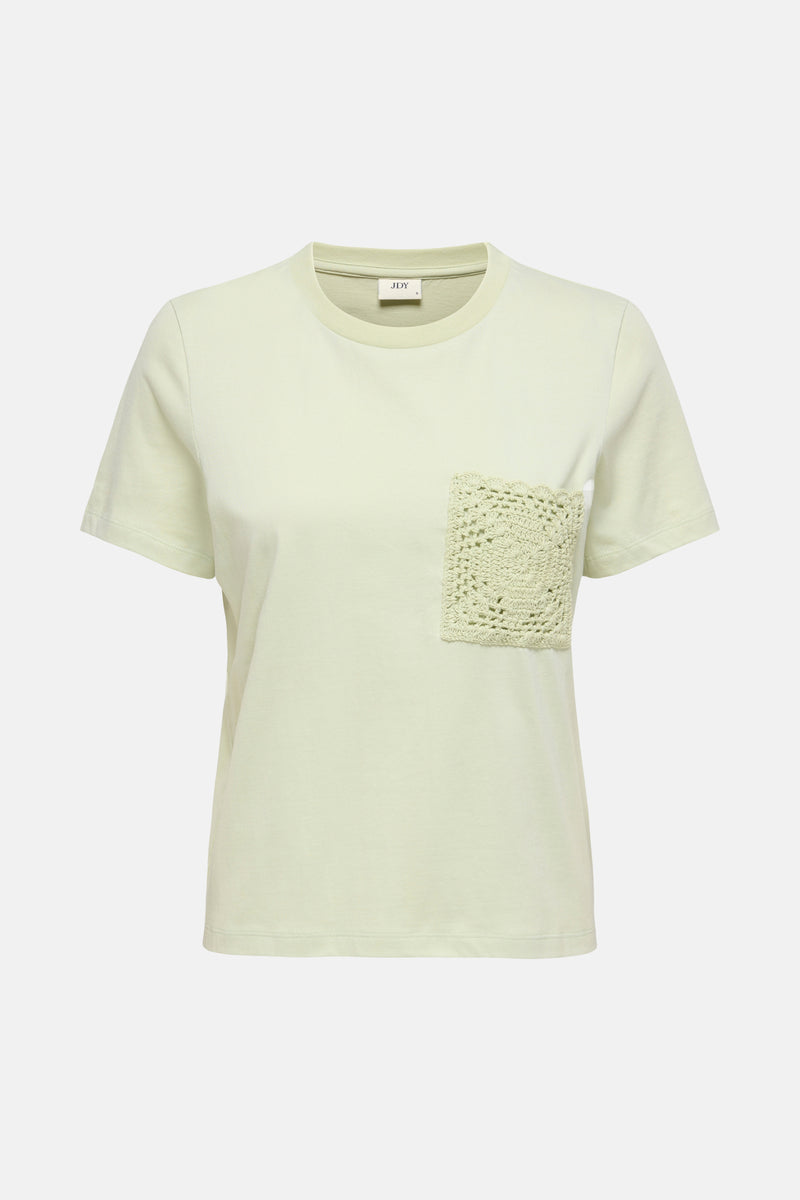 JDY groen T-shirt, achterkant op effen witte achtergrond.